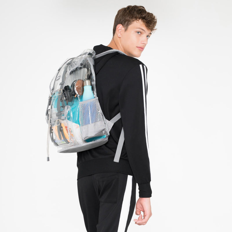 Heavy Duty Clear Backpack Rucksack Bag - Silver Gray (Large)-THE SMARTY CO.
