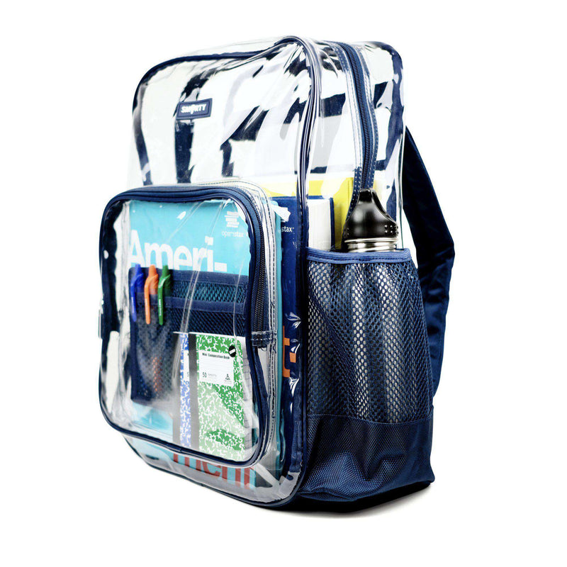 Heavy Duty Clear Backpack - American Blue (Large)-THE SMARTY CO.