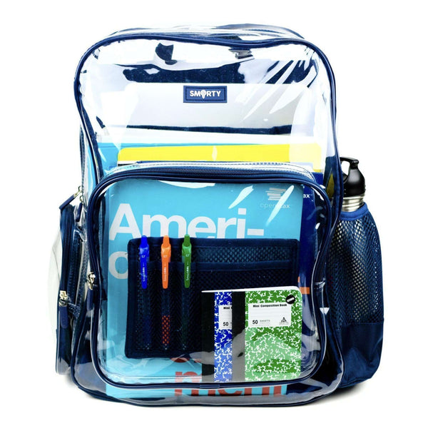 Heavy Duty Clear Backpack - American Blue (Large)-THE SMARTY CO.
