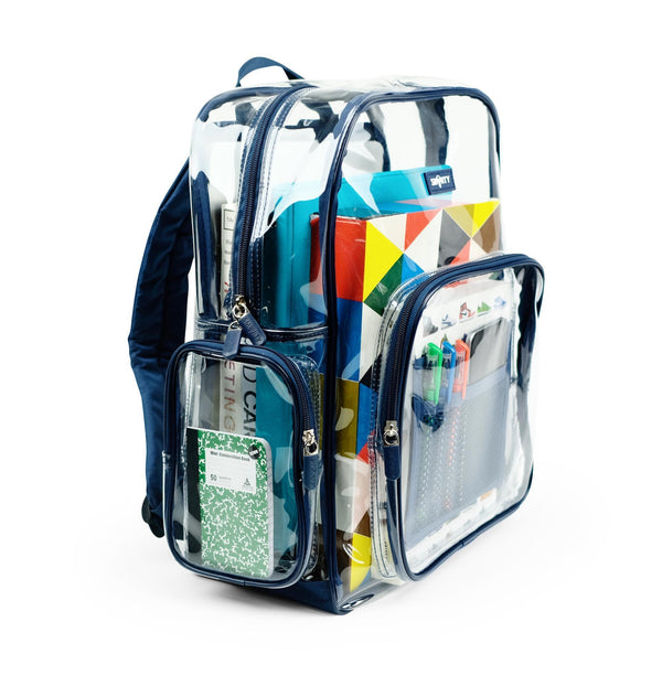 Heavy Duty Clear Backpack - American Blue (Medium)-THE SMARTY CO.
