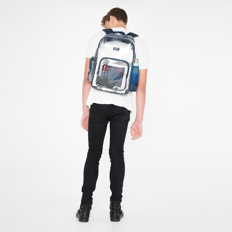 Heavy Duty Clear Backpack - American Blue (Medium)-THE SMARTY CO.