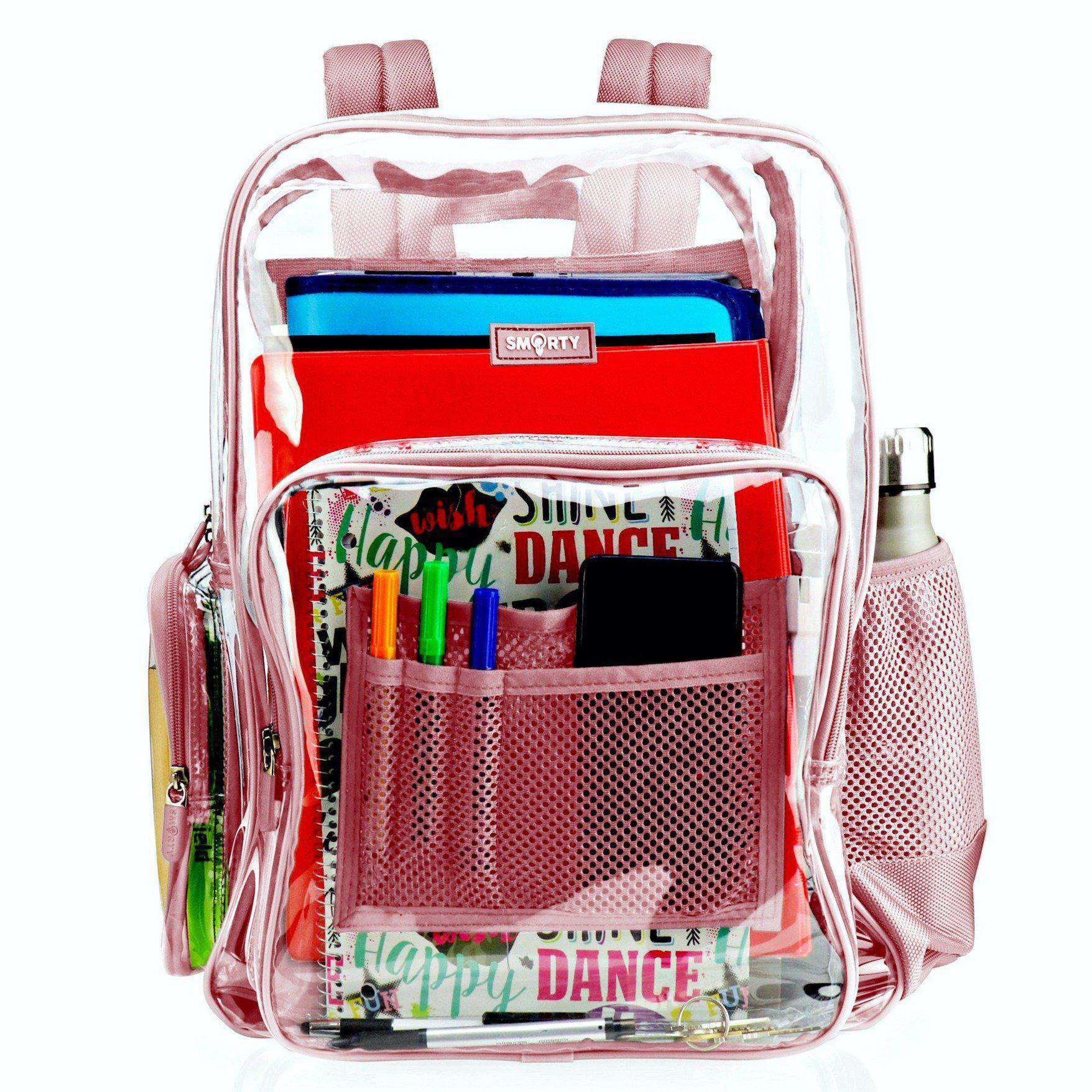 Heavy Duty Clear Backpack Ash Pink Large SMARTY Clear Co