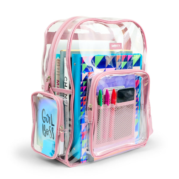 Heavy Duty Clear Backpack - Ash Pink (Medium)-THE SMARTY CO.