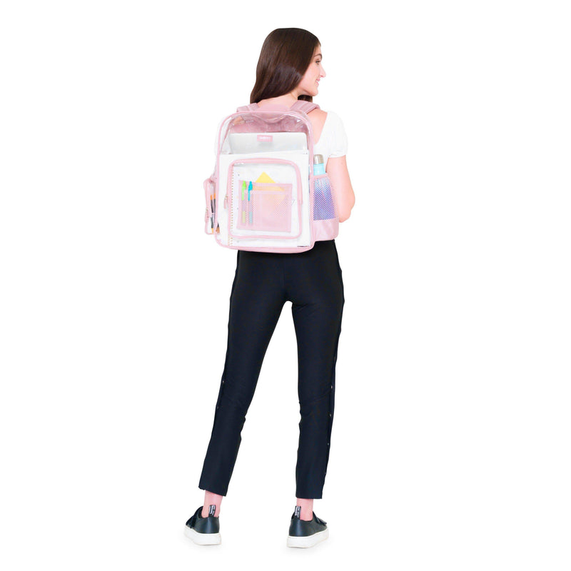 clear pink mini backpack Heavy Duty Clear Backpack - Ash Pink (Medium)
