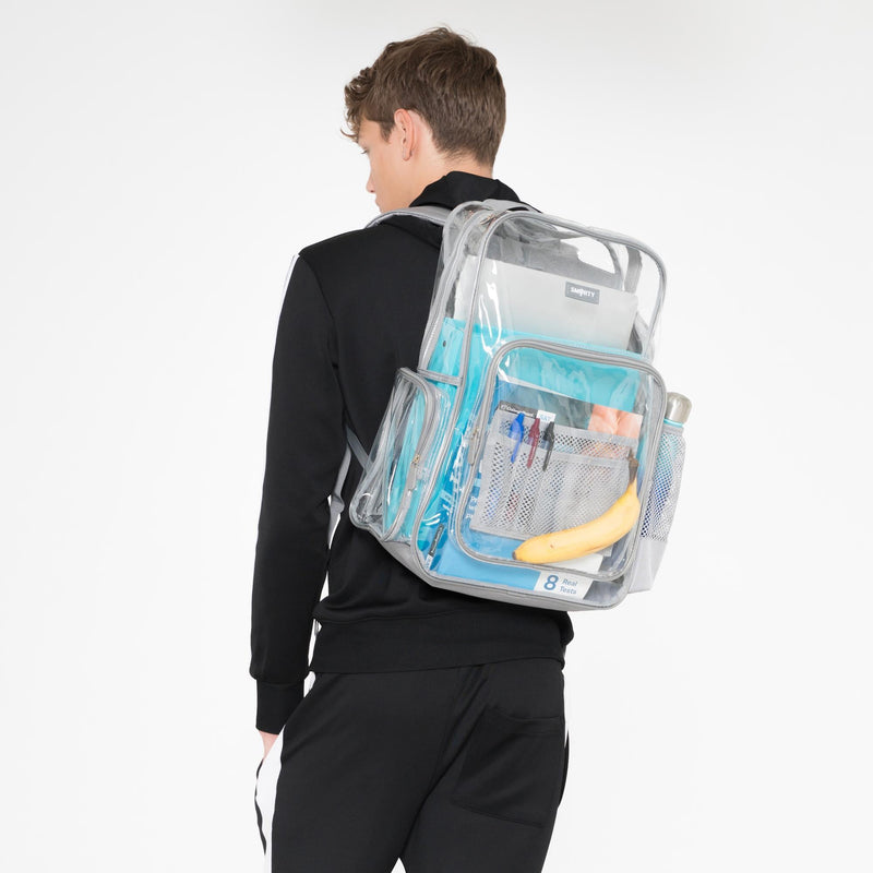 Heavy Duty Clear Backpack - Silver Gray (Large)-THE SMARTY CO.
