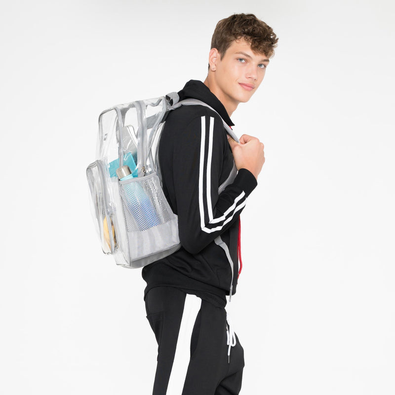 louis vuitton backpack see through Heavy Duty Clear Backpack - Silver Gray (Large)