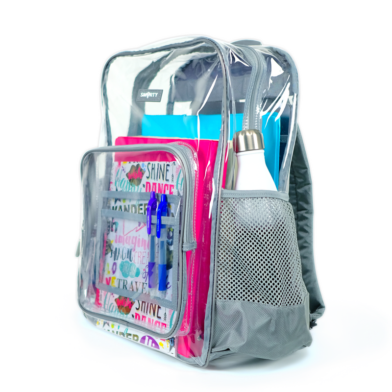 Heavy Duty Clear Backpack Silver Gray Large SMARTY Clear Co