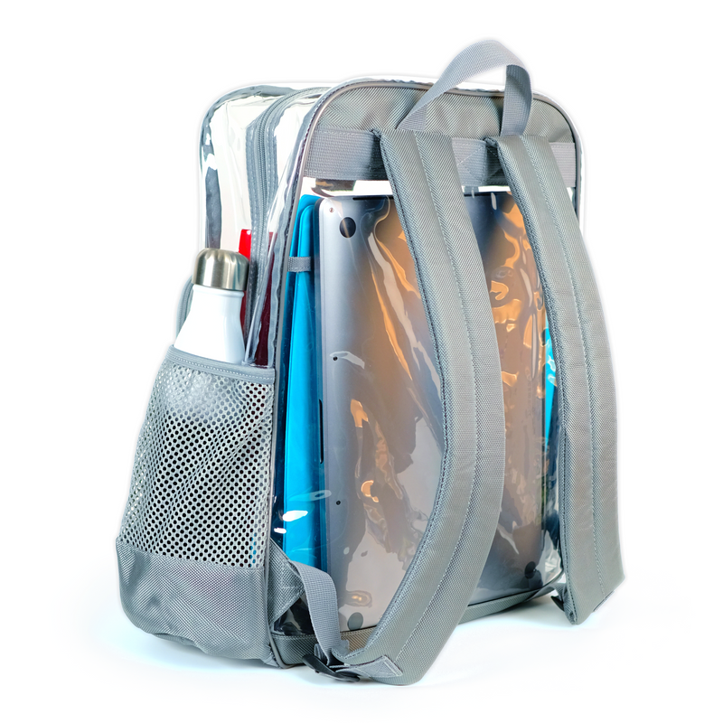 Heavy Duty Clear Backpack - Silver Gray (Large)
