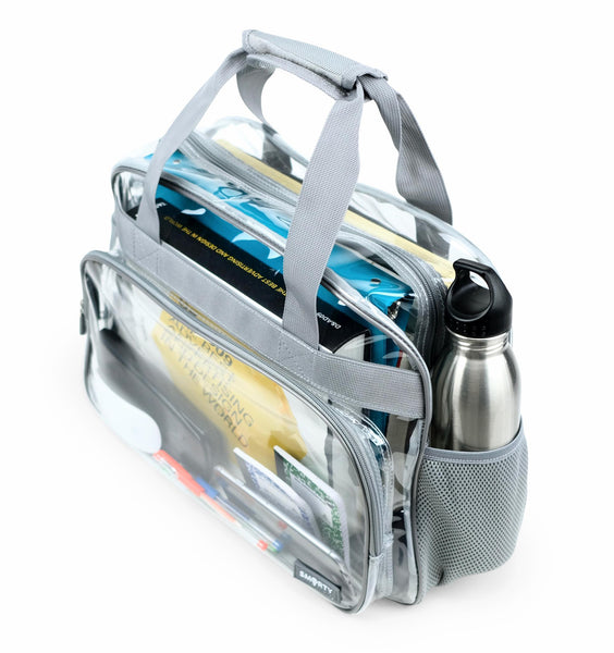 Heavy Duty Clear Messenger Bag - Silver Gray | SMARTY Clear Co.