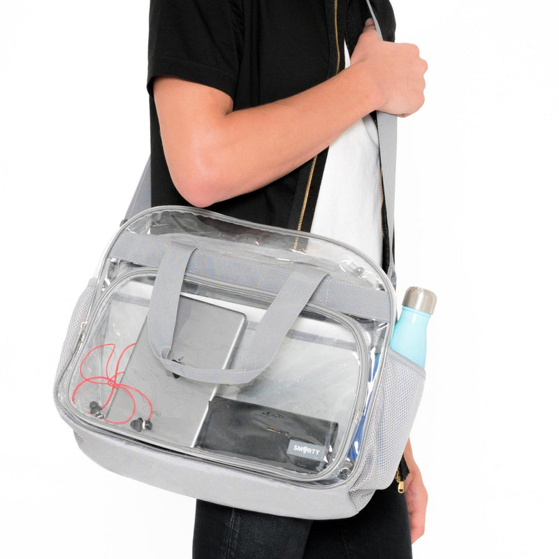 Heavy Duty Clear Messenger Bag - Silver Gray-THE SMARTY CO.