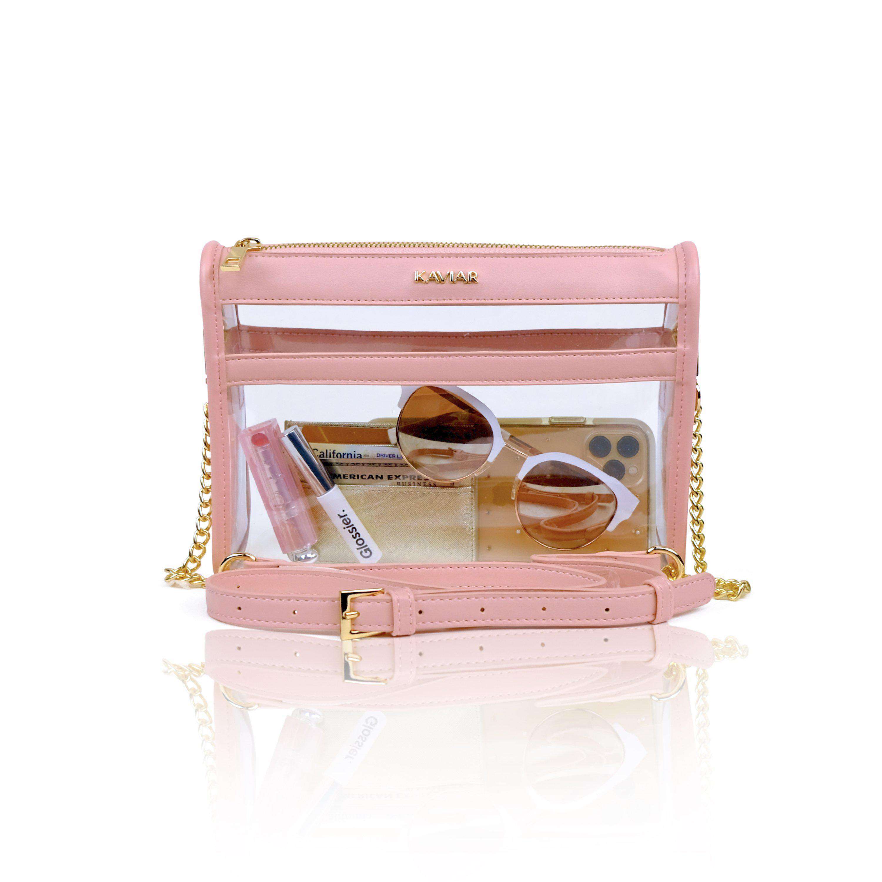 KAVIAR Clara Clear Stadium Crossbody Purse Pretty Pink