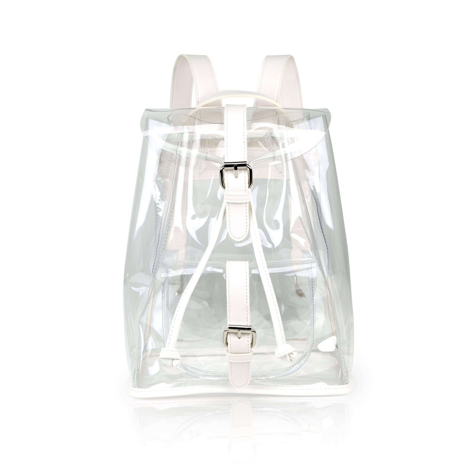 clear backpack with leather trim KAVIAR Lola Clear Mini Backpack Stadium Approved Bag