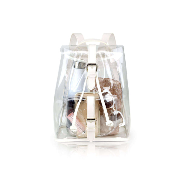 KAVIAR Lola Clear Mini Backpack Stadium Approved Bag - White-THE SMARTY CO.