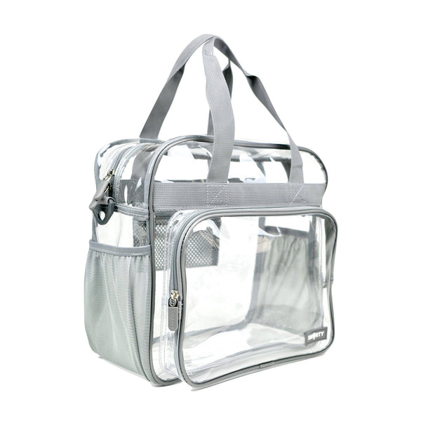 Large Heavy Duty Clear Game Day Stadium Bag - Silver Gray-THE SMARTY CO.