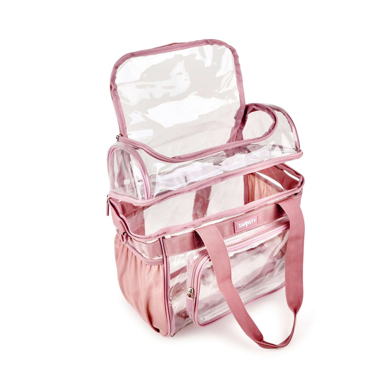 Large Heavy Duty Clear Lunch Tote Stadium Bag - Ash Pink