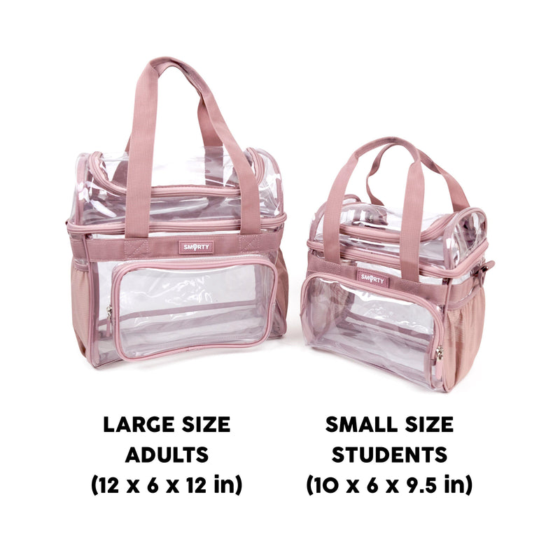 Large Heavy Duty Clear Lunch Tote Stadium Bag - Ash Pink