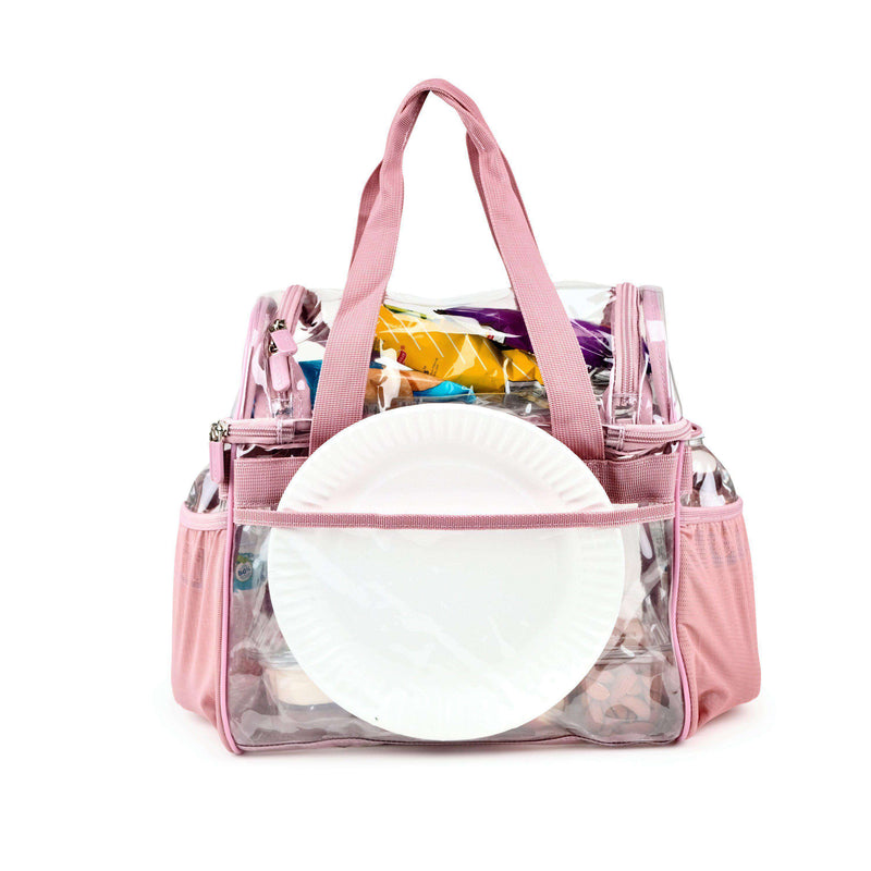 Large Heavy Duty Clear Lunch Tote Stadium Bag - Ash Pink-THE SMARTY CO.