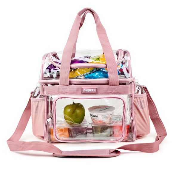 Large Heavy Duty Clear Lunch Tote Stadium Bag - Ash Pink-THE SMARTY CO.