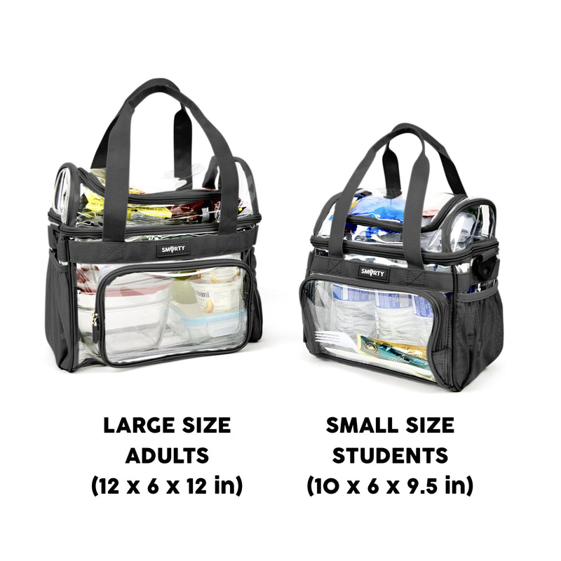 Large Heavy Duty Clear Lunch Tote Stadium Bag - Bold Black