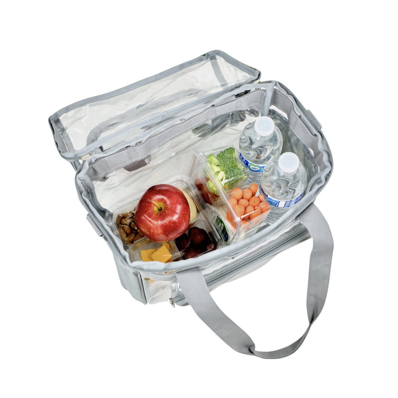 Large Heavy Duty Clear Lunch Tote Stadium Bag - Silver Gray