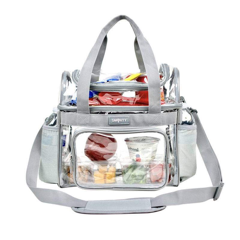 Large Heavy Duty Clear Lunch Tote Stadium Bag Silver Gray