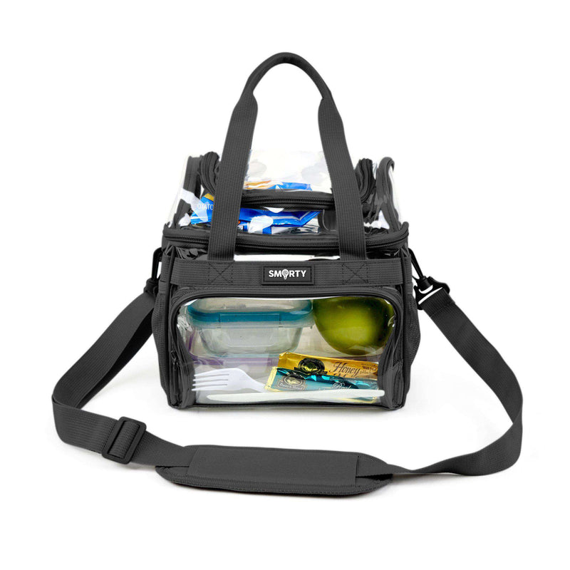 Small Heavy Duty Clear Lunch Tote Stadium Bag - Bold Black-THE SMARTY CO.