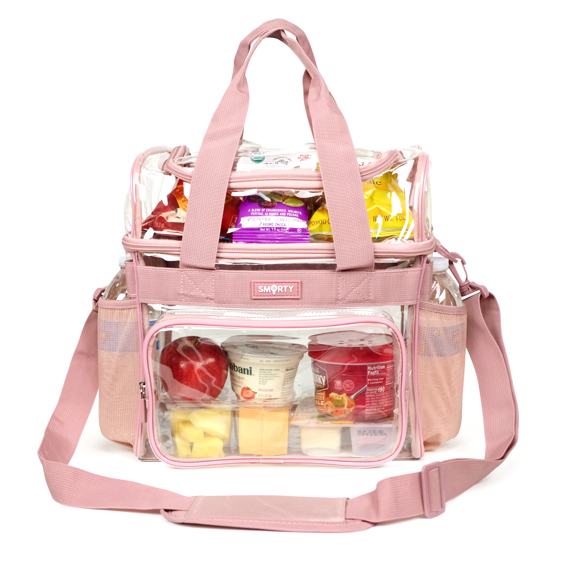 XL Heavy Duty Clear Lunch Tote Bag (Extra Large) Ash Pink