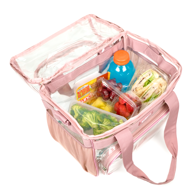 XL Heavy Duty Clear Lunch Tote Bag (Extra Large) - Ash Pink