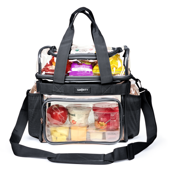 XL Heavy Duty Clear Lunch Tote Bag (Extra Large) - Bold Black